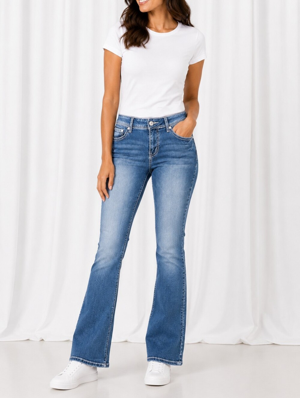 👖 APT. 9 Embellished Cross Pocket Bootcut Jeans Women's Size 14 Denim Blue